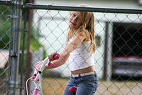 Carrie on her bike.