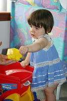 Joleigh playing with her blocks.