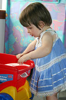 Joleigh playing with her blocks.