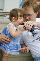 Joleigh drinking Daddy's root beer