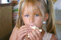 Carrie eating a wrap at Subway