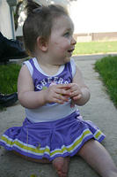 Joleigh in her cheerleading uniform Carrie bought her.