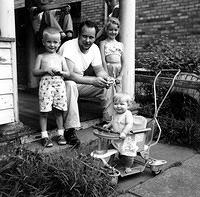 Pap, Uncle David, Aunt Barb, and Mom - 1955