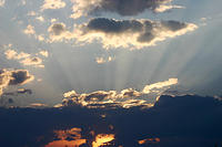 The sun setting.