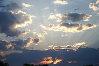 The sun setting.